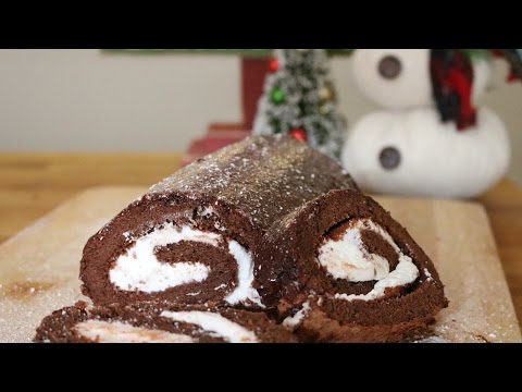 Chocolate Peppermint Roll Cake / Swiss Roll | 12 Days of Xmas Baking | sweetco0kiepie