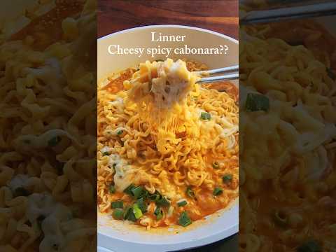 Cheesy spicy carbo ramen? #carbobuldak #carbonara #spicynoodles #asmrf #cheesenoodles #cheesepull