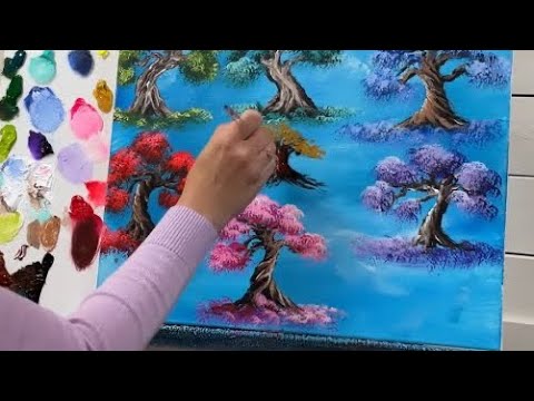 How To Paint Colourful Trees | Step By Step Painting Tutorial for beginners