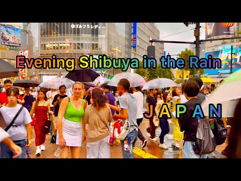 [4K] Walking Tour from Harajuku Shibuya . # Rainy walk. # Rainy View of Shibuya. Tokyo, Japan.