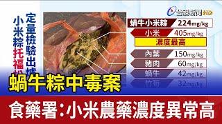 蝸牛粽中毒案 食藥署：小米農藥濃度異常高