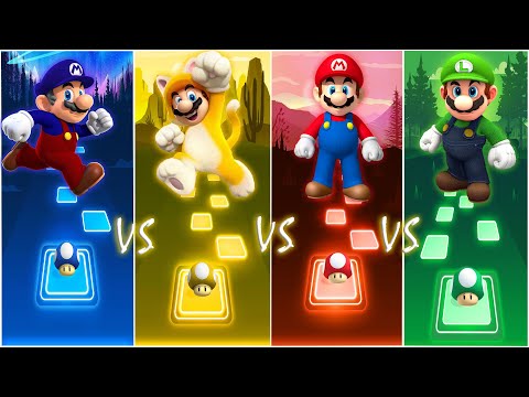 Super Mario Vs Blue Mario Vs Yellow Mario Vs Green Mario - Tiles Hop EDM Rush!