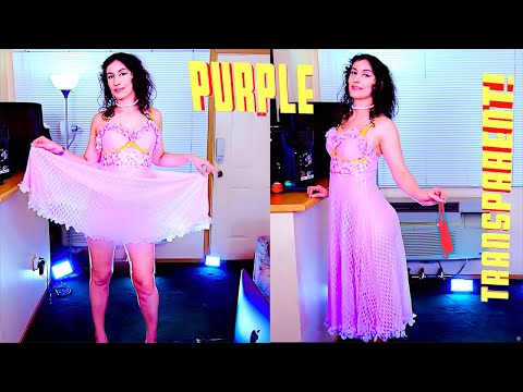 Sexy Dresses Try On Haul - No Panties, Transparent Lingerie Purple White Dress