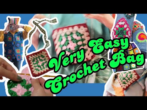 Very Easy Crochet Bag /かぎ針編み初めての方も🧶グラニースクエアで作るBag🪄〰️〰️/かぎ針編みのチュートリアル(簡単です📖