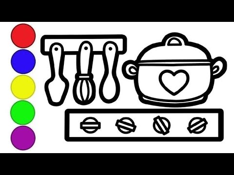 How to Draw Kitchen Utensils |Drawing,coloring,painting for kids @Kiddysbox123