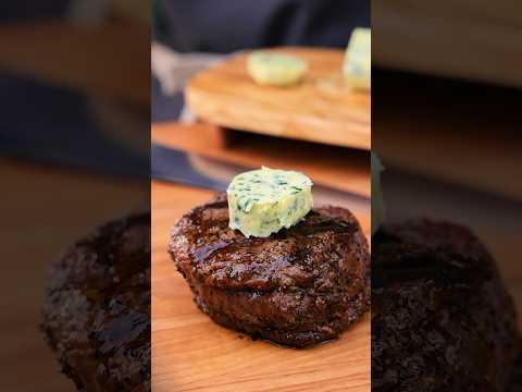 Grilled filet with garlic compound butter