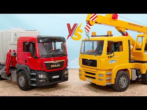 There are red trucks and yellow trucks compare the features of the two types of trucks