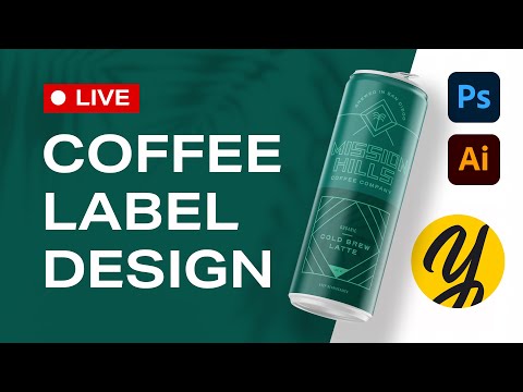 🔴  LIVE How to Design a Coffee Label in Adobe Illustrator (Yellow Images Mockup)