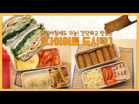 vlog] 다이어트 도시락🍱 도시락 메뉴 추천~ 초간단 당일아침 도시락 부터 고단백 두부유부초밥롤, 맛도리 뚱샌드위치 까지!🥪