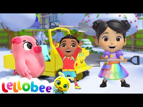 Snow shuffle - Digging Out the Lellomobile! ☃️🍎 | 🌻Lellobee City Farm - Kids Playhouse Song Mix