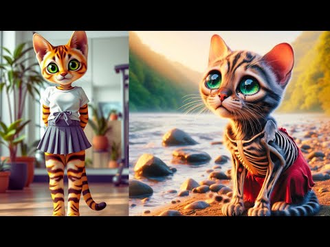 AI Cat Evolution From Skinny to STUNNING! #aicatstories #aicats