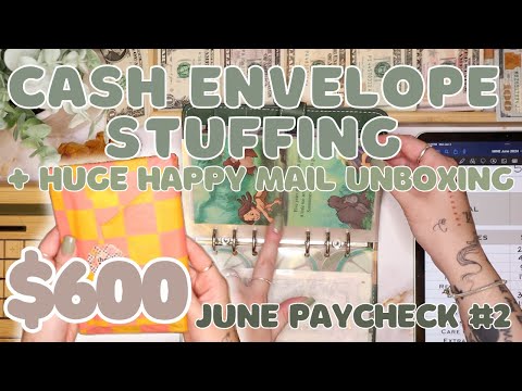 $600 Cash Envelope Stuffing | June #2 + HUGE Happy Mail For 10k Giveaway! | 24 Year Old Budgets