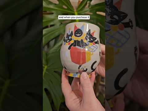 How Circus Cat Mugs work #NowWhatPotteryWorks #CircusCat #CatMug #Art #GlazeVideo #CircusCatMug