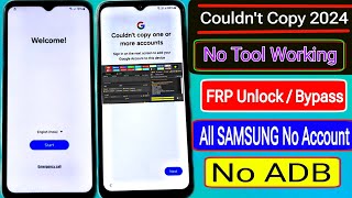 Samsung Frp Bypass 2024❌Couldn't Add Method Frp Bypass Samsung Android 13-14✅Frp Lock Removal |