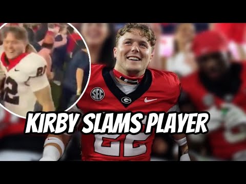 Kirby Smart slams a Georgia player Jake Pope after he was excited on the field after Ole Miss loss