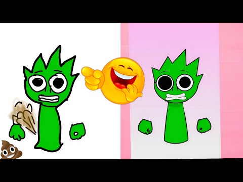 Sprunki funny drawing meme video Green sprunki 💚 part #1million