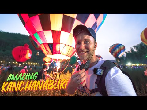 Kanchanaburi Hidden Gems / Balloon Festival in THAILAND / Thai Food Tour on a Motorbike