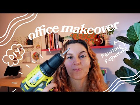 colorful home office + art studio makeover