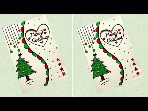 Merry Christmas greeting card | Handmade christmas card easy | How to make christmas greeting card