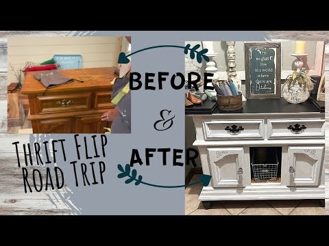 Thrift Flipped Buffet To Entryway table ~ Before & After~ Farmhouse~ Thrift Flip Road Trip ~giftaway