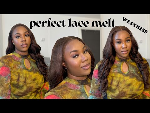 MELT YOUR LACE FRONTAL LIKE A PRO! chocolate brown wavy frontal wig install ft West Kiss Hair