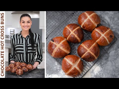 Hot Cross Buns with Chocolate and Cherry, Easter Bread Recipe