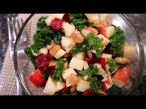 How to Make Sweet & Tangy Kale Salad | Kale, Apples, Cranberries & Walnuts | Kid Approved!