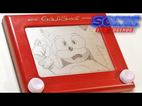 Drawing Sonic Movie on Etch A Sketch