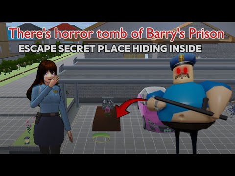 There's قبر الرعب في سجن باري secret TOMB of Barry's Prison run in Sakura School Simulator