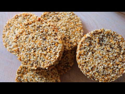 Oats Sesame Chia Seeds Crisps 燕麦芝麻奇亚籽薄脆，低脂减肥期零食，无油无糖