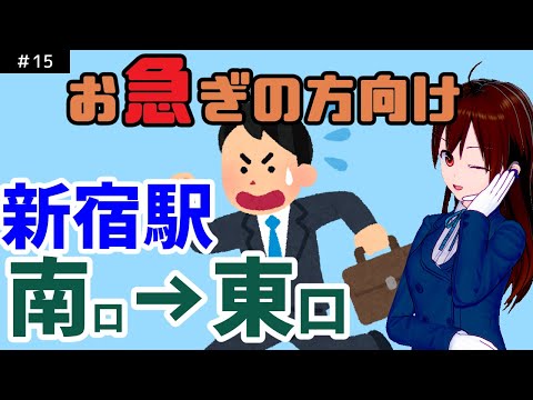 【駅攻略・案内】新宿駅南口から東口方面へ3倍速案内・東南口改札経由【新宿駅】