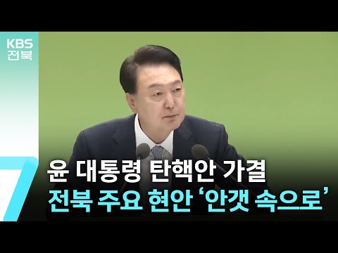 윤 대통령 탄핵안 가결…전북 주요 현안 ‘안갯 속으로’ / KBS  2024.12.16.