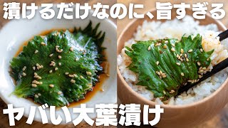 【5分で作れる】切らずにそのまま漬けるだけ。大葉の漬けが最高に旨すぎて米が止まらない。やばい。【醤油漬け】