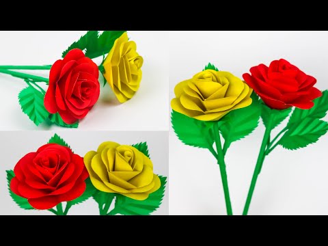 How To Make Paper Rose Easy - Beautiful Paper Rose Flower Making Idea - DIY Paper Rose Flower