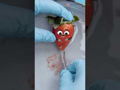 Baby Strawberry birth🥰🍓 - ASMR fruitsurgery #shorts #cute #asmr