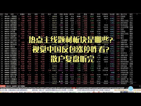 热点主线题材板块是哪些？视觉中国反包涨停咋看？散户复盘听完