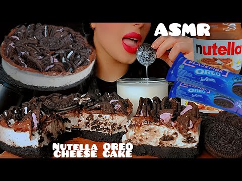 ASMR NUTELLA OREO CHEESE CAKE WITH MILK👅🥛🎂|목방 누텔라 오레오 우유를 넣은 치즈 케이크|EATING SOUNDS😋|NOTALKING 🐾