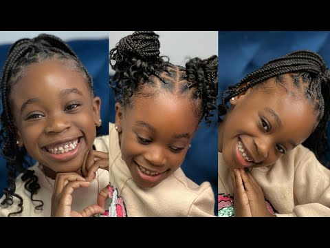 Gave my princess some knotless braids with curls 😍 💕 | Kids friendly hairstyles