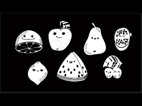 Fruit Disco Party | Baby Sensory Fun Video | High Contrast Black & White animation | Hand Drawn