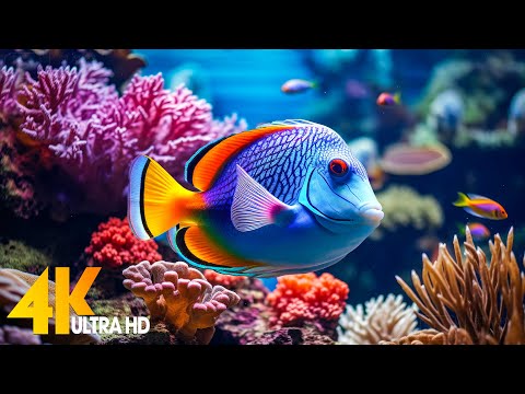 Aquarium 4K VIDEO (ULTRA HD) 🐠 Beautiful Coral Reef Fish - Relaxing Sleep Meditation Music #1