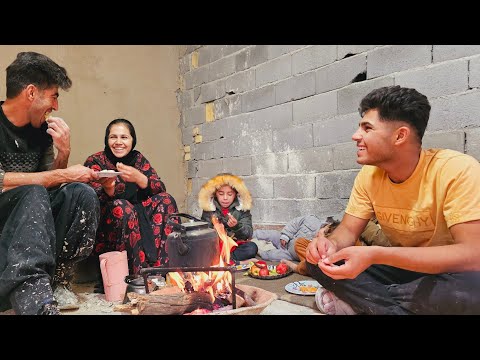 **Sajjad's Building Project: Plastering with Mohammad & Rahela's Cooking in Nomadic Life**