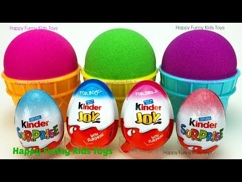 Kinetic Sand Ice Cream Cups Kinder Eggs Kinder Joy Surprise Toys