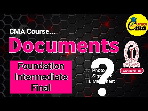 Documents Required for Registration in CMA Course #cma #icmai