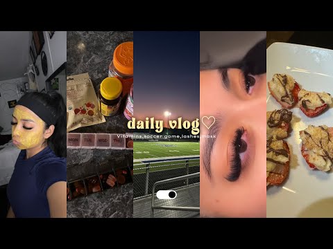 a chill day in my life♡(lashes, baking, soccer game, mask)