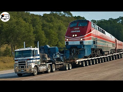 Massive Industrial Machinery on the Move: Mighty Long Trucks Transporting Heavy Load