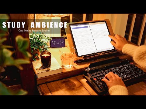 🏞️3-HOUR DEEP FOCUS AMBIENCE/ study and work/ relaxing sound of STREAM/ Cozy Evening POMODORO TIMER