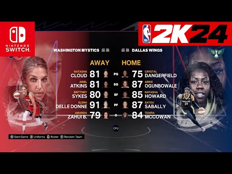 NBA 2k24 Nintendo Switch - Washington Mystics Vs Dallas Wings Full Gameplay