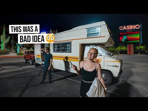 Our First Time RV Camping in a Casino PARKING LOT! Busted By Security + Lost A LOT of Money 😭