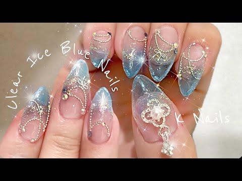 How to Create a Translucent Light Blue Clear French Gel Manicure