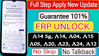 Samsung Frp Bypass Talkback Not Working 2024 Android 12-13-14✅Samsung A14 5g/A14/A03/A04/ Frp Unlock